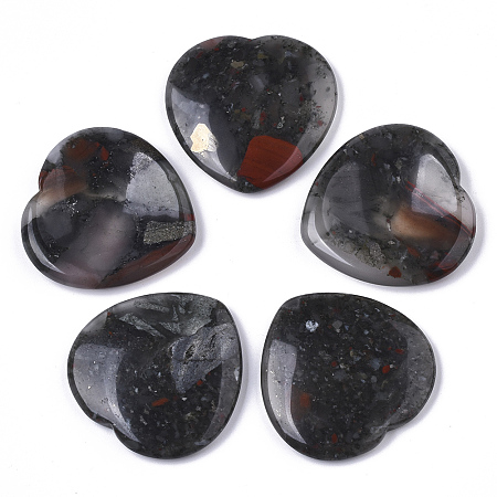 ARRICRAFT Natural Bloodstone Thumb Worry Stone, Pocket Palm Stones, for Healing Reiki Stress Relief, Heart Shape, 39~40x39~40x5~6mm
