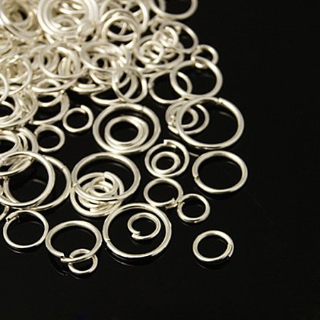 NBEADS 500g Iron Jump Rings, Close but Unsoldered, Mixed Size, Silver, 4~10mm
