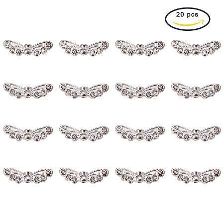 PandaHall Elite 20Pcs Size 8x21.5x4mm Brass Wing Multi-Strand Links Charms Pendants Beads for Jewelry Making Silver, about 20pcs/bag