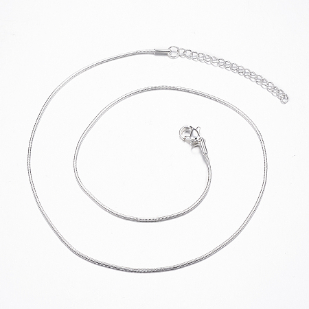 Honeyhandy 304 Stainless Steel Snake Chain Necklaces, with Lobster Claw Clasps, Silver Color Plated, 17.7 inch(45cm)