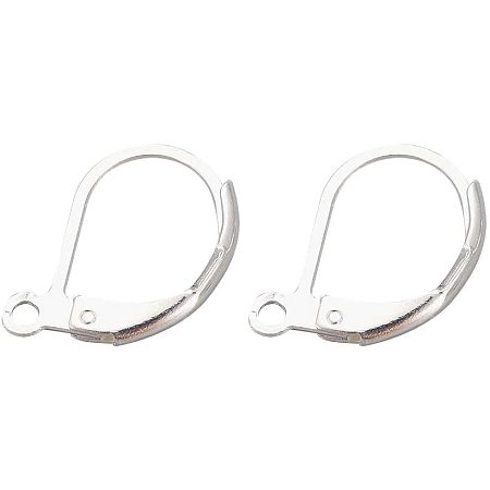 UNICRAFTALE 100pcs Stainless Steel Leverback Earring Findings Silver Color Earring Components Metal Leverback Earrings for Jewelry Earrings Making 15x10x1.5mm, Hole 1.2mm