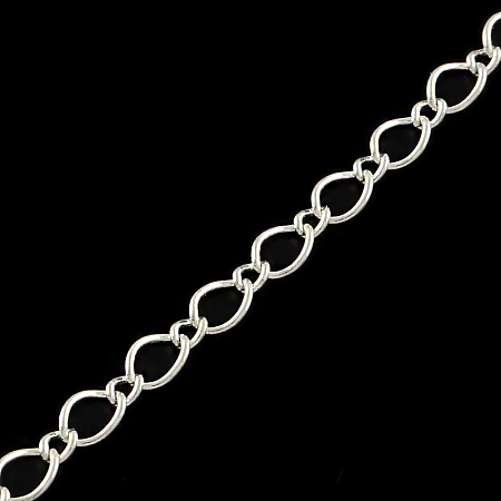 Honeyhandy Iron Figaro Chains, with Spool, Soldered, Silver, 5.7x3.8x0.5mm, about 32.8 Feet(10m)/roll