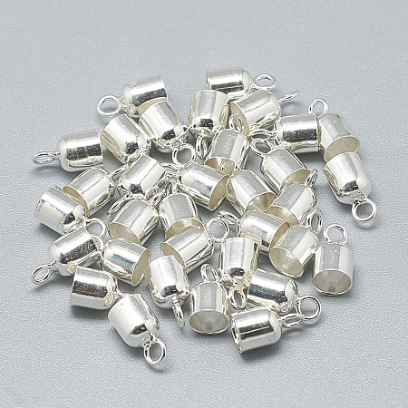 Honeyhandy 925 Sterling Silver Cord Ends, Silver, 8x4.5mm, Hole: 1.5mm, Inner Diameter: 4mm