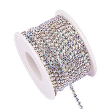 BENECREAT 10 Yard 2.6mm Crystal Rhinestone Close Chain Clear Trimming Claw Chain Sewing Craft About 2740pcs Rhinestones - Crystal AB (Silver Bottom)