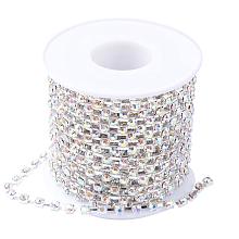 NBEADS 1 Roll 10 Yards 2mm Crystal AB Color Beads Chain Rhinestone Chain Trimming Crystal Beads String Roll DIY Arts Crafts Accessories