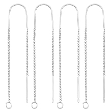 Beebeecraft 4 Pairs Alloy Stud Earring Findings, Ear Threads, with 925 Sterling Silver Pins & Loops, 925 Sterling Silver Plated, 60mm, Hole: 1.8mm, Pin: 0.7mm