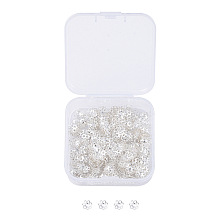 Honeyhandy Multi-Petal Iron Bead Caps, Flower, Silver, 6x1mm, Hole: 1mm, 500pcs/box