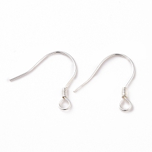 Honeyhandy 925 Sterling Silver Earring Hooks, with Horizontal Loops, Silver, 15.5x15.4mm, Hole: 1.5mm