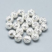 Honeyhandy 925 Sterling Silver Beads, Round, Silver, 8mm, Hole: 1.2mm