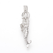 Honeyhandy Alloy Diffuser Locket Pendants, Big Cage Pendants, Mermaid, Platinum, 54x11x9mm, Hole: 3.5x5mm, Inner Measure: 7mm