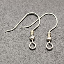 Honeyhandy Sterling Silver Earring Hooks, Silver, 19mm, Hole: 2mm, Pin: 0.6mm