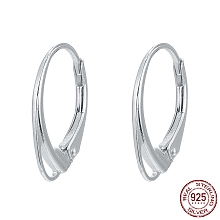 Honeyhandy Sterling Silver Leverback Hoop Earring Findings, Silver, 17x11x1.5mm, Hole: 3.5x1mm, Pin: 0.8mm