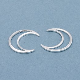 Honeyhandy Brass Linking Rings, Long-Lasting Plated, Moon, 925 Sterling Silver Plated, 16x14x1mm, Inner Diameter: 14x3mm