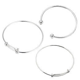 BENECREAT 18PCS Inner Diameter 62-67mm Silver Adjustable Wire Blank Bracelet Expandable Bangle for DIY Jewelry Making,