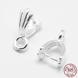 Honeyhandy 925 Sterling Silver Pendant Bails, Ice Pick & Pinch Bails, Silver, 3x3mm Inner Diameter, 8x5x3mm, Hole: 1.5mm, Pin: 0.6mm