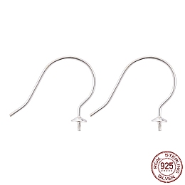 Honeyhandy 925 Sterling Silver Earring Hooks, Silver, Tray: 3mm, 17.5x18x1mm, 20 Gauge, Pin: 0.8mm