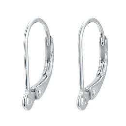 Honeyhandy 925 Sterling Silver Leverback Hoop Earrings, Silver, 16.5x10x2mm, Hole: 1mm, Pin: 0.8mm