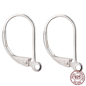 Honeyhandy 925 Sterling Silver Leverback Earring Findings, with 925 Stamp, Silver, 16x9x1.5mm, Hole: 1mm, Pin: 0.8mm