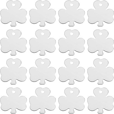 SUPERFINDINGS Aluminum Blank Pendants Stamping Tag Double Side Blanks for Jewelry Accessories Pet ID Dangle Charms (Clover,Silver-30pcs)