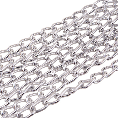 PandaHall Elite 2 Meters Silver Oxidated Aluminum Twisted Chain for Jewelry Making, 6x3.5mm