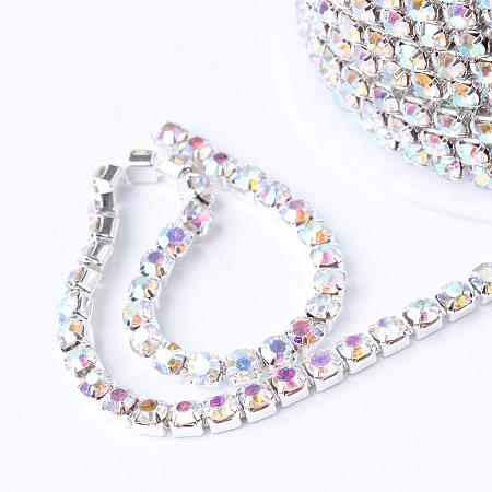 crystal AB silver rhinestone cup chain, cup chain, rhinestone chain,  crystal AB rhinestone chain, chain, jewelry