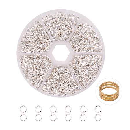 PandaHall Elite Silver Iron Split Rings Diameter 6mm Double Loop Jump Rings for Jewelry Making, about 700pcs/box