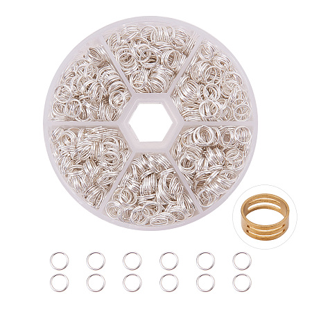 PandaHall Elite Silver Iron Split Rings Diameter 7mm Double Loop Jump Rings for Jewelry Making, about 800pcs/box