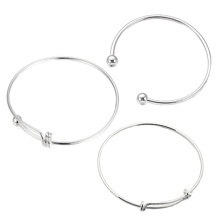 BENECREAT 18PCS Inner Diameter 62-67mm Silver Adjustable Wire Blank Bracelet Expandable Bangle for DIY Jewelry Making,