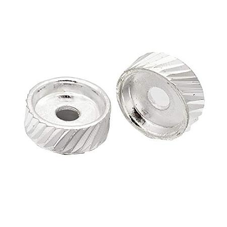 ARRICRAFT Flat Round Alloy Bead Spacers, Silver, 10x4mm, Hole: 2.5mm