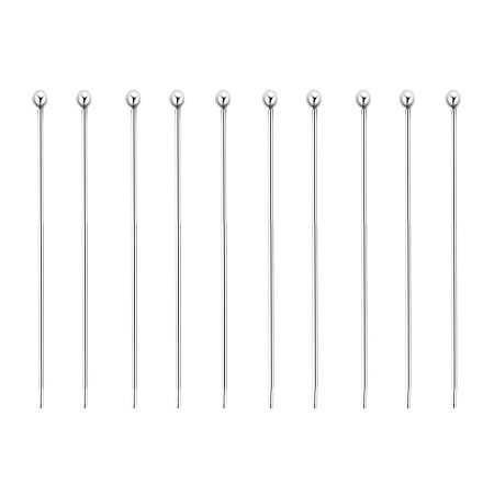 BENECREAT 20PCS Sterling Silver Ball Pins 24 Gauge Ball Head Pins for DIY Jewelry Making Findings - 30mm (1.2