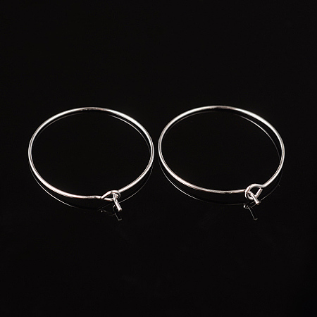Honeyhandy Silver Color Plated Brass Earring Hoops, Wine Glass Charm Rings, 20 Gauge, 25x0.8mm