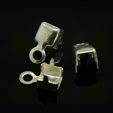 Honeyhandy Brass Cup Chain Ends, Rhinestone Cup Chain Connectors, Silver, 7x3.5mm, Hole: 1.4mm, about 3.3mm inner diameter