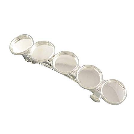 ARRICRAFT 2 pcs Iron Alligator Hair Clip Findings DIY French Hair Clips Hair Barrette with 5 pcs 12mm Flat Round Tray for Women, Silver
