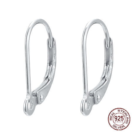 Honeyhandy 925 Sterling Silver Leverback Hoop Earrings, Silver, 16.5x10x2mm, Hole: 1mm, Pin: 0.8mm