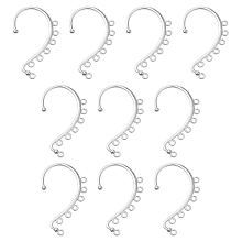 Honeyhandy Alloy Ear Cuff Findings, with 7 Loops, Ear Wrap Earring Hooks for Non Piercing Earring Making, Silver, 58x35x2mm, Hole: 2.5mm