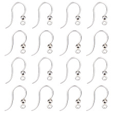 SUNNYCLUE 1 Box 80Pcs Plastic Earring Hook French Earring Hooks Ball Dot Silver Clear Safety Fish Hooks Earring Wires for Jewellery Making Women Beginners DIY Dangle Earrings Crafts Supplies, Silver