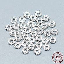 Honeyhandy 925 Sterling Silver Granulated Spacer Beads, Silver, 5x1.5mm, Hole: 1.5mm