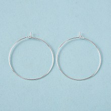 Honeyhandy Silver Color Plated Brass Earring Hoops, Wine Glass Charm Rings, 20 Gauge, 30x0.8mm