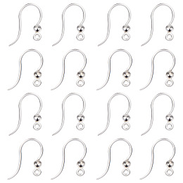 SUNNYCLUE 1 Box 80Pcs Plastic Earring Hook French Earring Hooks Ball Dot Silver Clear Safety Fish Hooks Earring Wires for Jewellery Making Women Beginners DIY Dangle Earrings Crafts Supplies, Silver