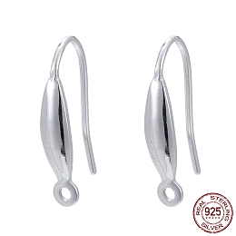 Honeyhandy 925 Sterling Silver Earring Hooks, Silver, 15.5~16.5x9x3.3mm, Hole: 1.2mm, 20 Gauge, Pin: 0.8mm