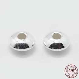 Honeyhandy 925 Sterling Silver Corrugated Spacer Beads, Saucer Beads, Silver, 5x2.5mm, Hole: 1mm, about 39~41pcs/5g