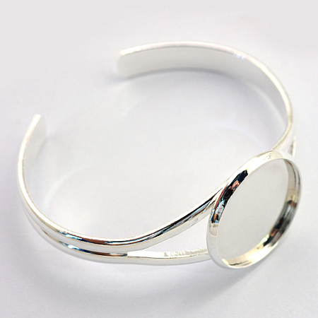 Honeyhandy Brass Cuff Bangle Making, Blank Bangle Base, Silver Color Plated, Tray: 25mm, 60.5mm