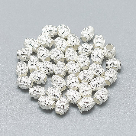 Honeyhandy 925 Sterling Silver Beads, Barrel, Silver, 5x4mm, Hole: 2mm