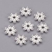 Honeyhandy Tibetan Style Alloy Daisy Spacer Beads, Daisy, Silver Color Plated, 8x2mm, Hole: 1.5mm