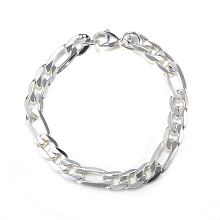 Honeyhandy 304 Stainless Steel Figaro Chain Bracelets, with Lobster Claw Clasps, Silver Color Plated, 8-1/4 inch(210mm), 8.5mm