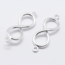 Honeyhandy 925 Sterling Silver Links, Infinity, Carved with S925, Silver, 18.5x6x2mm, Hole: 1mm