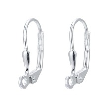 Honeyhandy 925 Sterling Silver Leverback Hoop Earrings, Silver, 16x9.5x1.5mm, Hole: 1mm, Pin: 0.8mm