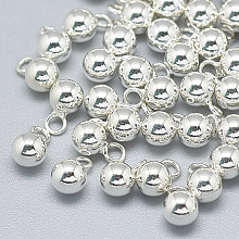 Honeyhandy 925 Sterling Silver Charms, Round, Silver, 6.5x4mm, Hole: 1~1.5mm