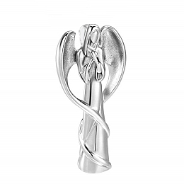 Honeyhandy Openable Stainless Steel Memorial Urn Ashes Pendants, Angel with Wing, Silver, 35x17mm