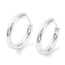 Honeyhandy Rack Plating Brass Huggie Hoop Earrings, Cadmium Free & Lead Free, Silver, 17x17.5x3mm